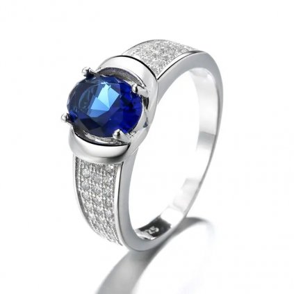 10050 unikátny strieborný prsteň so zafírovým kameňom a zirkónom kúpiť na majya