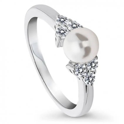 10277 strieborný prsteň biela perla