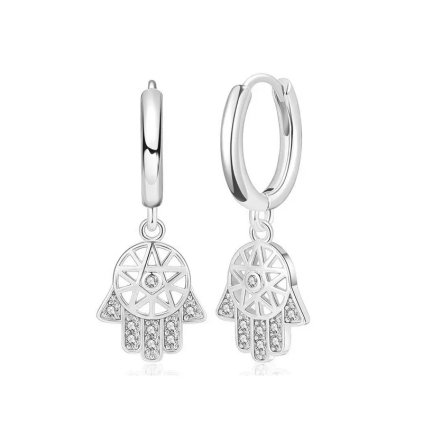 10407 strieborné náušnice hamsa ruka