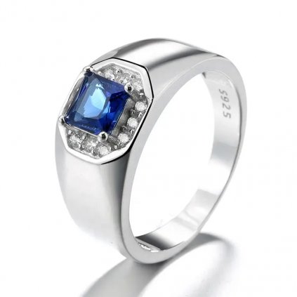 10209 krásny strieborný prsteň modrý štvorec s kubickými zirkónmi kúpiť na majya cz