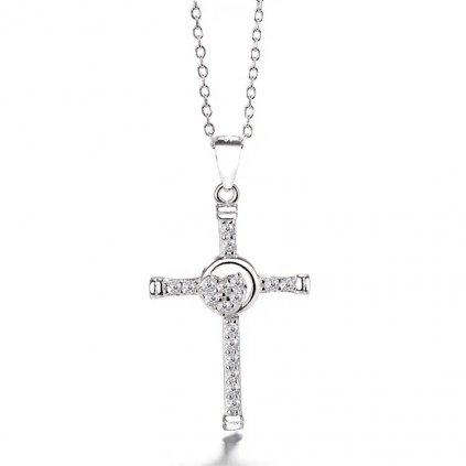 10231 strieborný prívesok s kamienkami chrism s cikcakmi