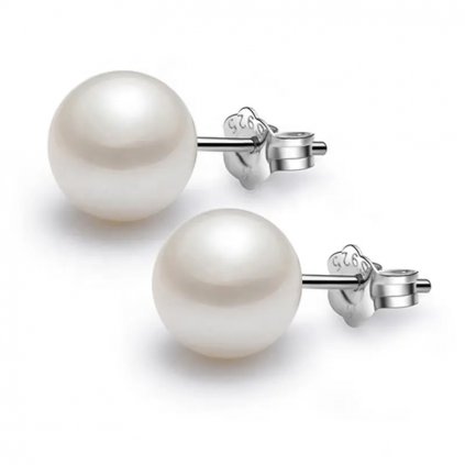 10469 strieborné náušnice s bielou perlou
