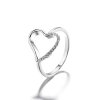 10087 jemný strieborný prsteň so srdiečkom a zirkónom na objímke