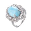 10207 ohromujúci strieborný prsteň tyrkysový kvet s kubickými zirkónmi na majya cz
