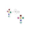 11932 strieborné náušnice farebný krížik majya.sk