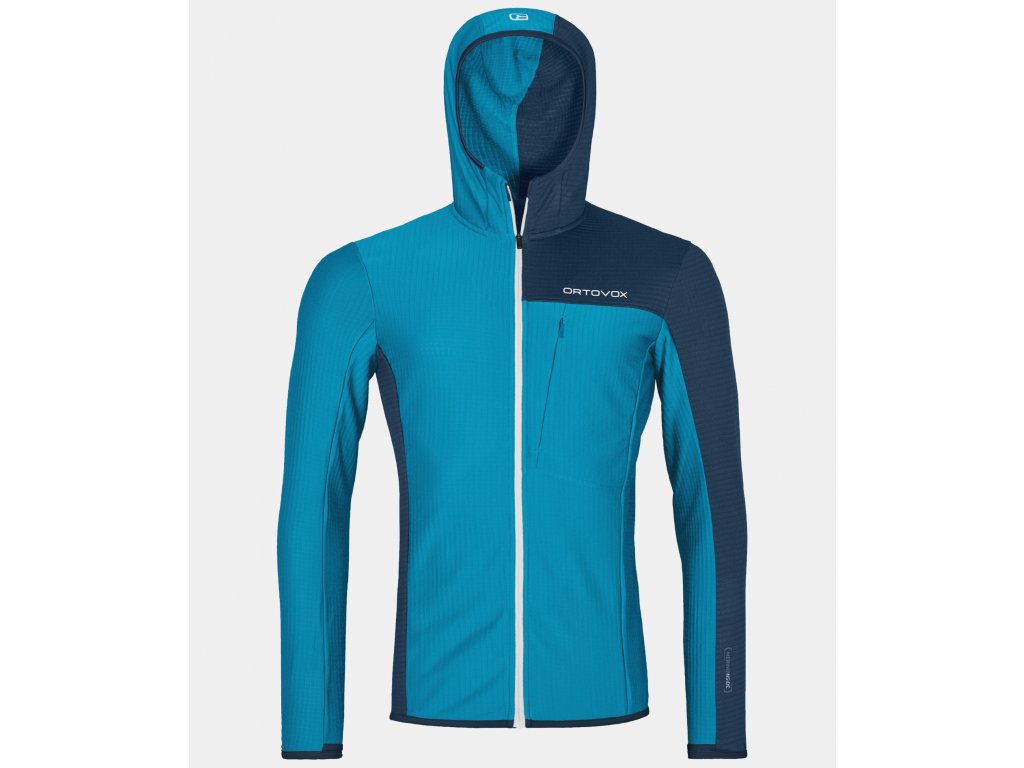 Ortovox Fleece Light Grid Hooded Jkt M Barva: Mountain blue, Velikost: XXL