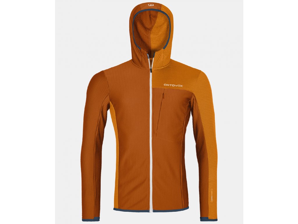 Ortovox Fleece Light Grid Hooded Jkt M Barva: bristle brown, Velikost: XXL