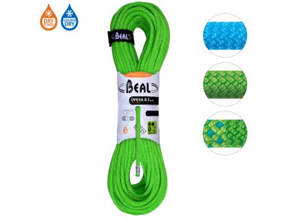 BEAL dynamické lano Opera Golden Dry 8.5mm 80 m