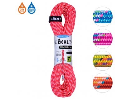 BEAL dynamické lano Ice Line Golden Dry 8.1mm 70 m