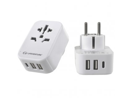 Lifeventure cestovní adaptér s USB a USB-C World to Europe Travel Adaptor with USB (& USB C)
