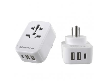 Lifeventure cestovní adaptér s USB a USB-C World to US Travel Adaptor with USB (& USB C)