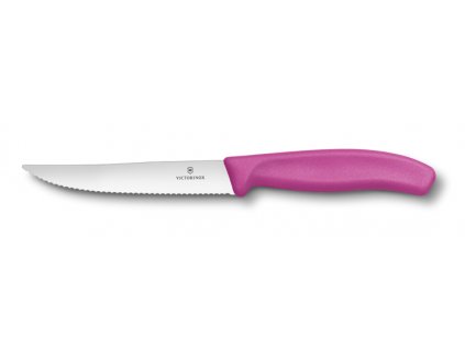 Victorinox Steak nůž, vlnkované ostří, 12 cm, růžový