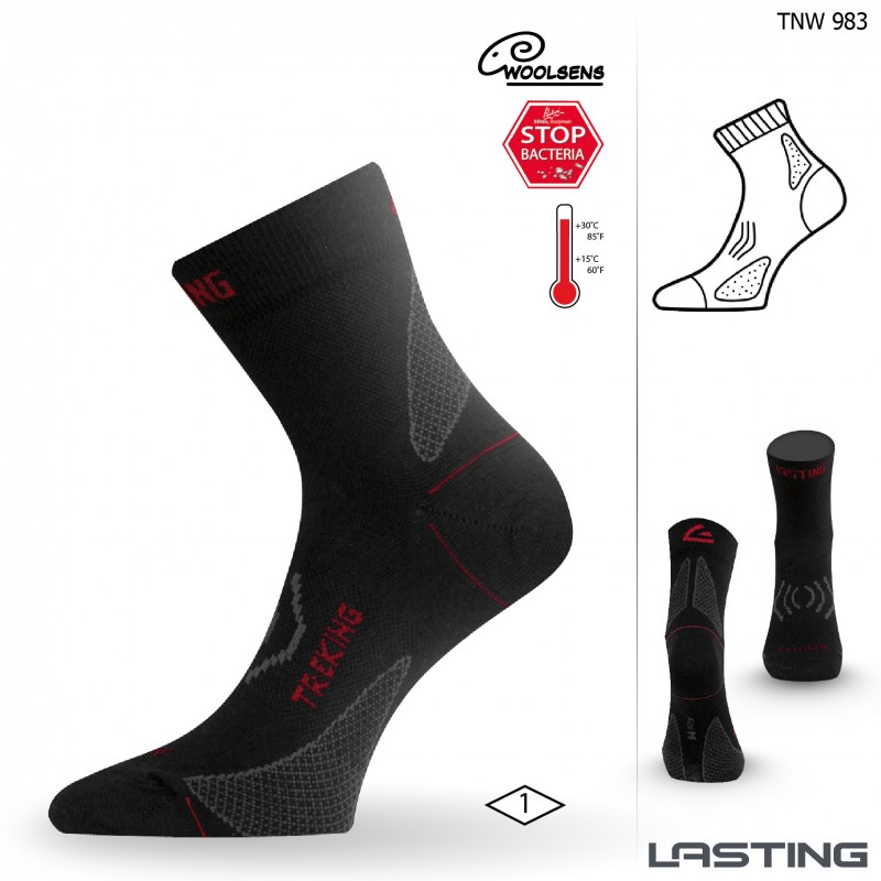 Lasting ponožky Merino TNW Barva: černá (983), Velikost: L