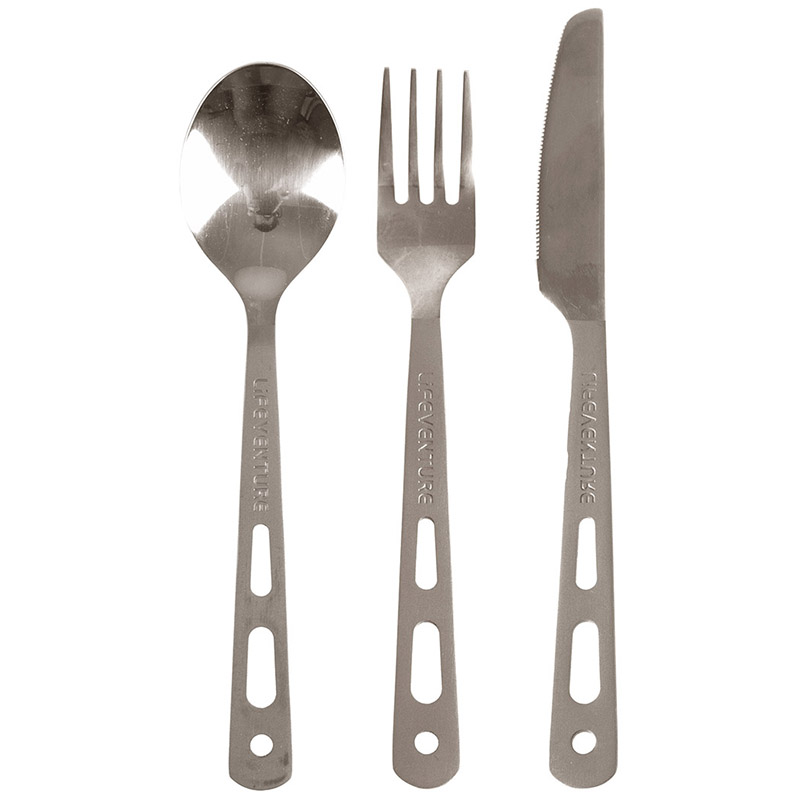 Lifeventure příbor set Knife Fork Spoon Set - Titanium