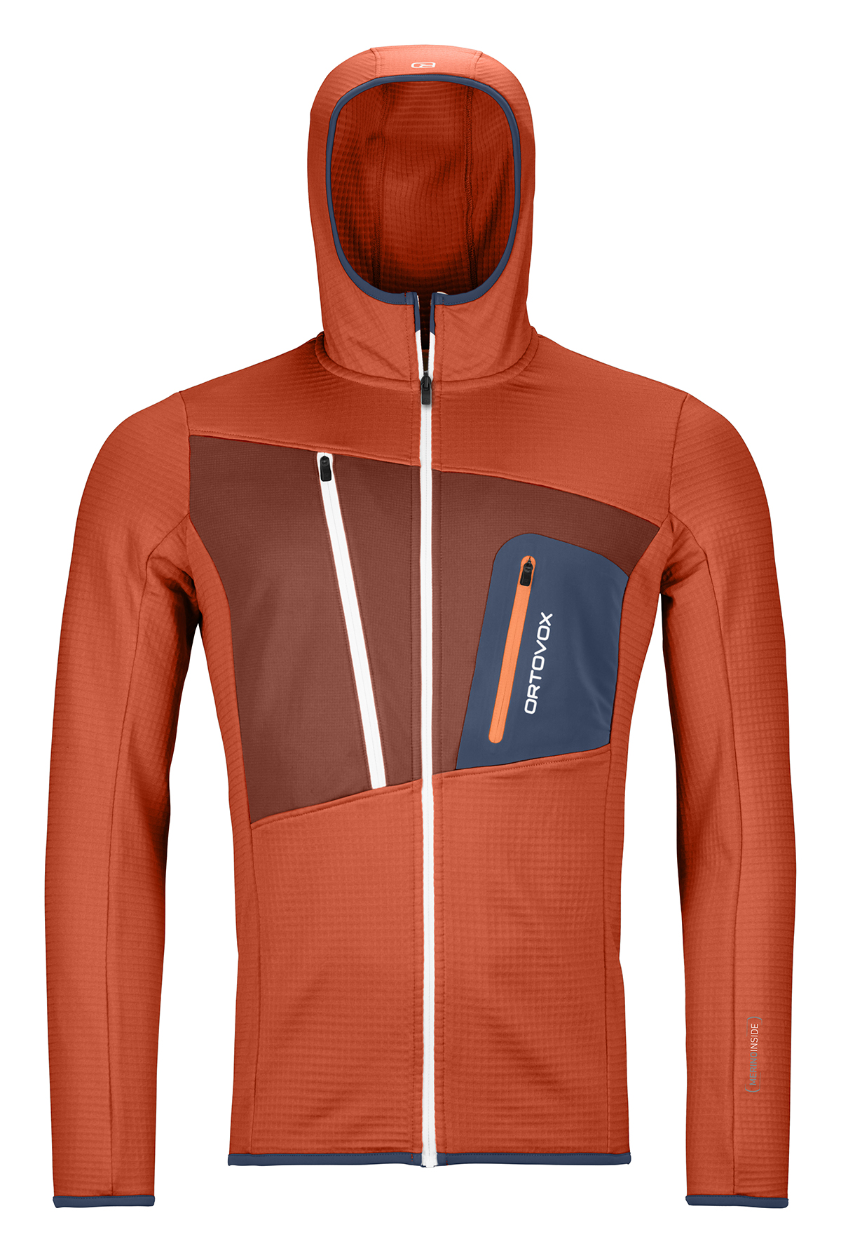 Ortovox pánská merino mikina Fleece Grid Hoody M Barva: desert orange, Velikost: XXL