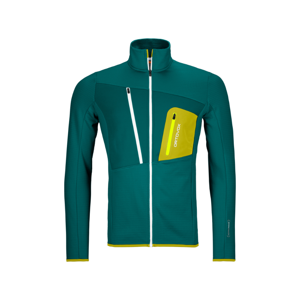 Ortovox pánská merino mikina Fleece Grid Jacket M Barva: pacific green, Velikost: M