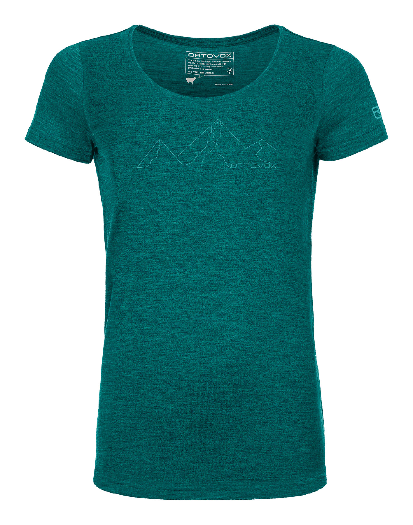 Ortovox dámské tričko 150 Cool Mountain Face T-shirt W Barva: pacific green blend, Velikost: XL
