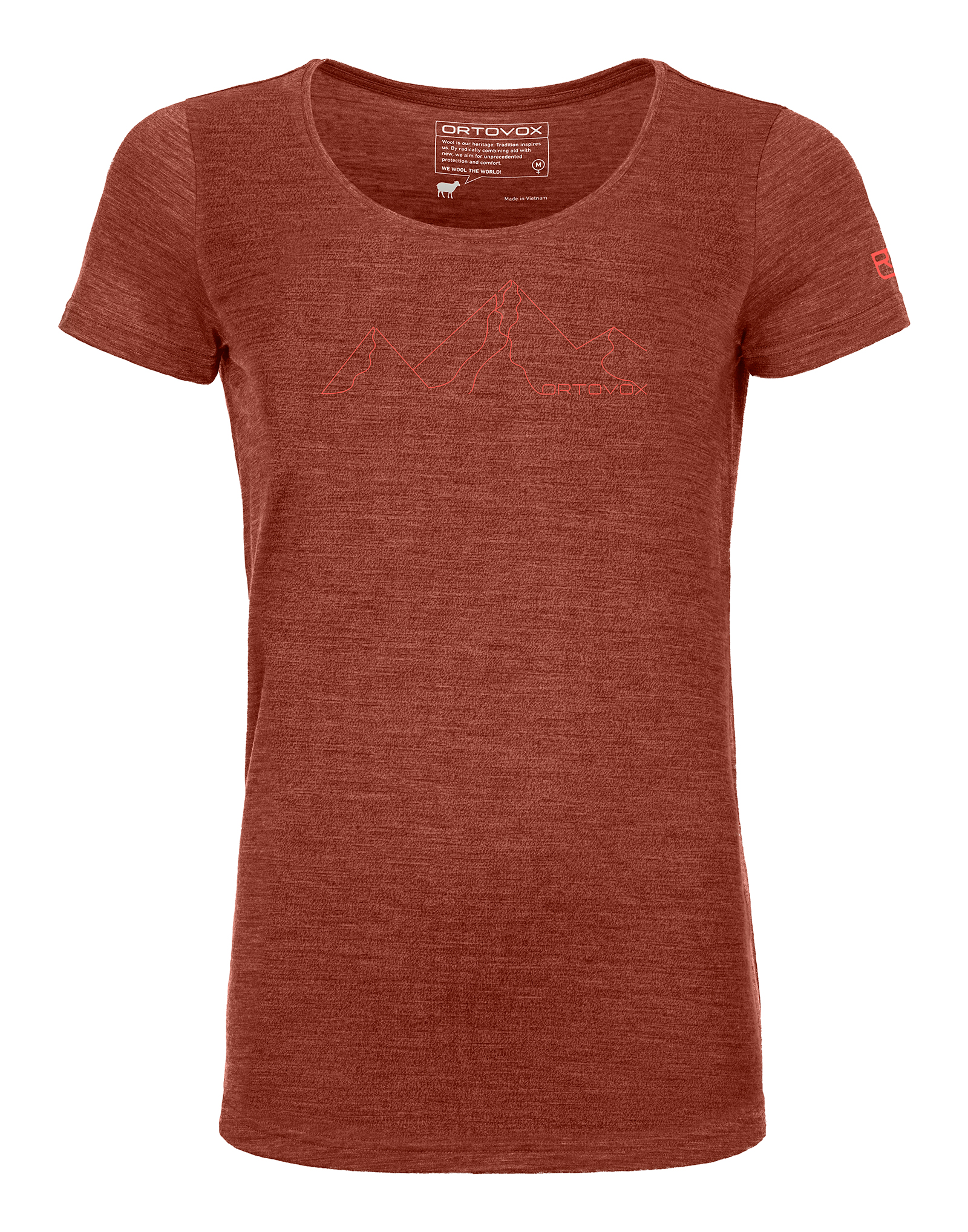 Ortovox dámské tričko 150 Cool Mountain Face T-shirt W Barva: clay orange blend, Velikost: XL