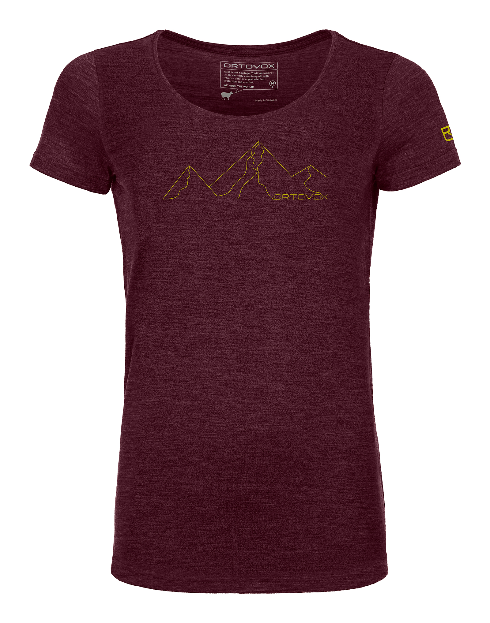 Ortovox dámské tričko 150 Cool Mountain Face T-shirt W Barva: dark wine blend, Velikost: M