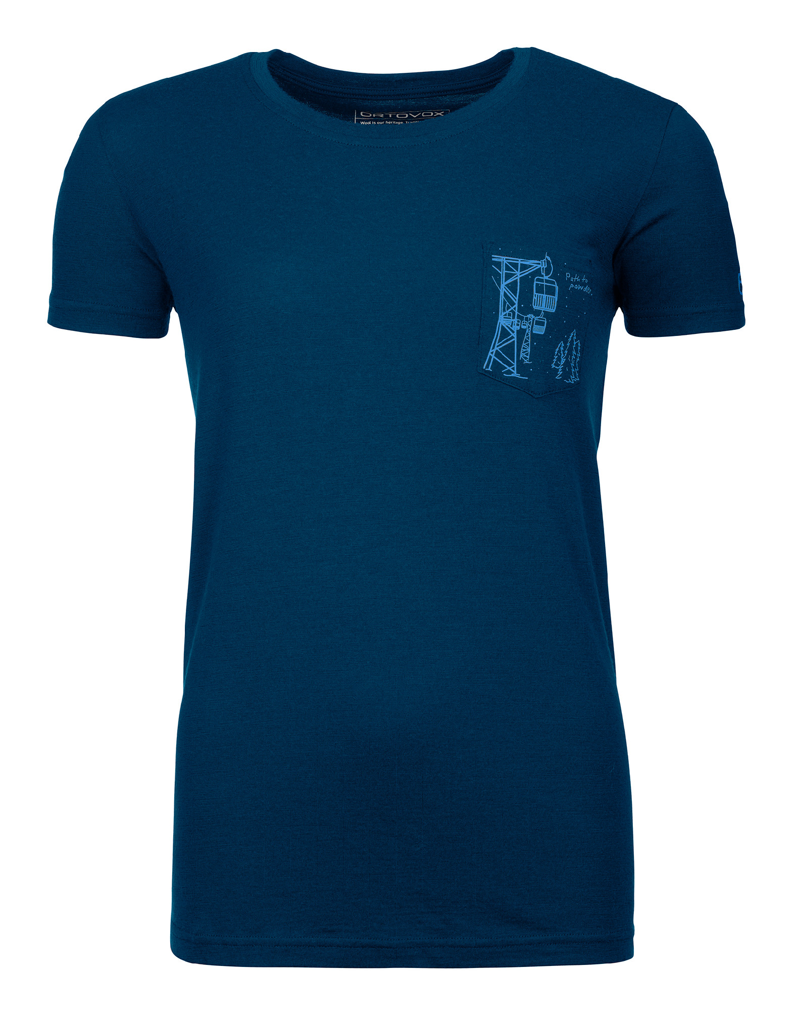Ortovox dámské tričko 185 Merino Way to Powder T-shirt W Barva: petrol blue, Velikost: L