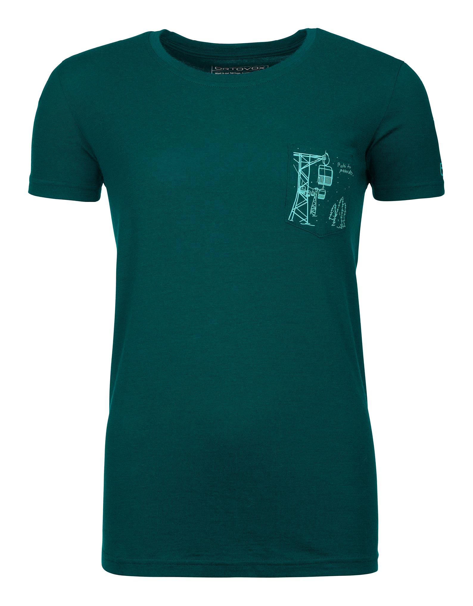 Ortovox dámské tričko 185 Merino Way to Powder T-shirt W Barva: pacific green, Velikost: L