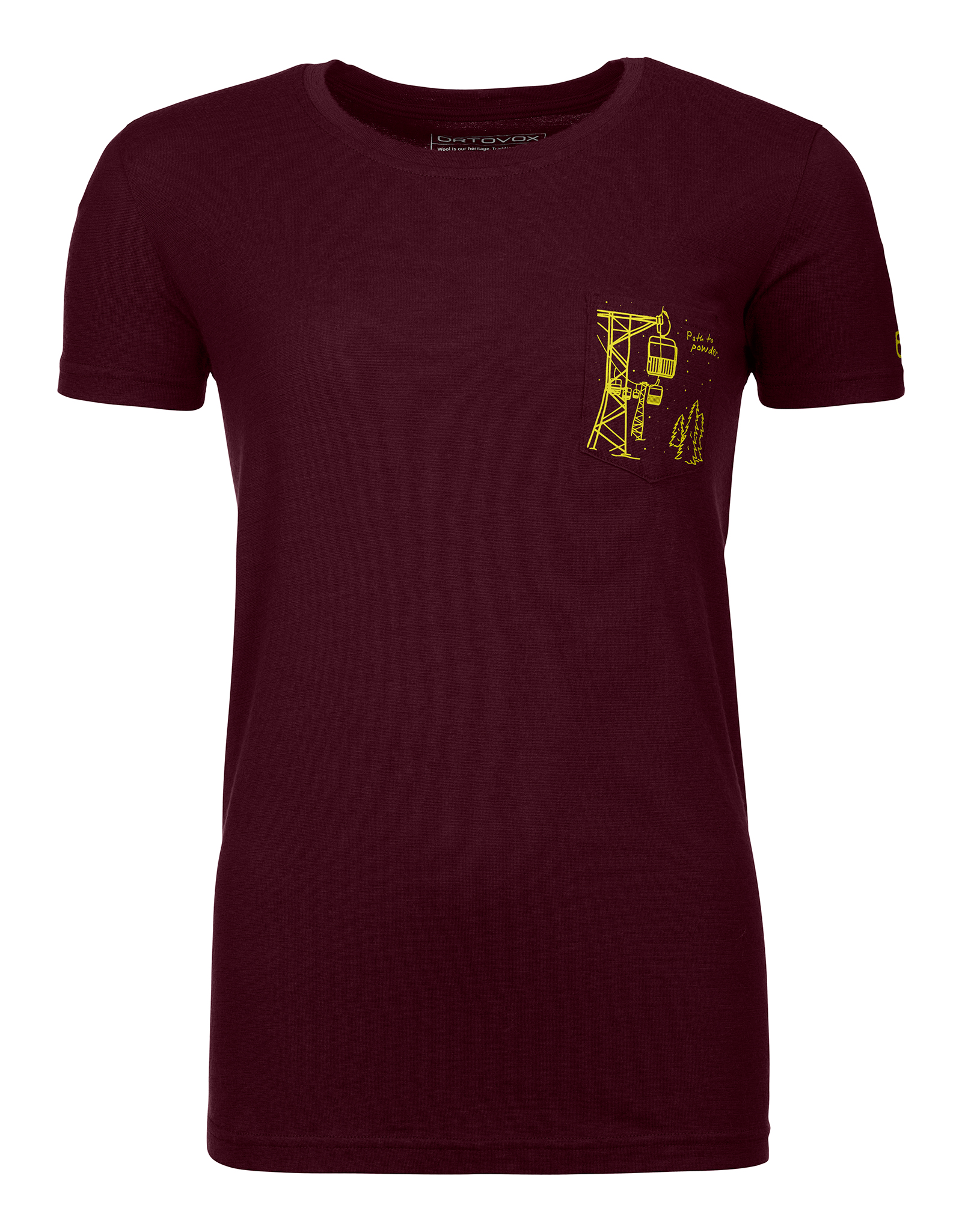 Ortovox dámské tričko 185 Merino Way to Powder T-shirt W Barva: dark wine, Velikost: M