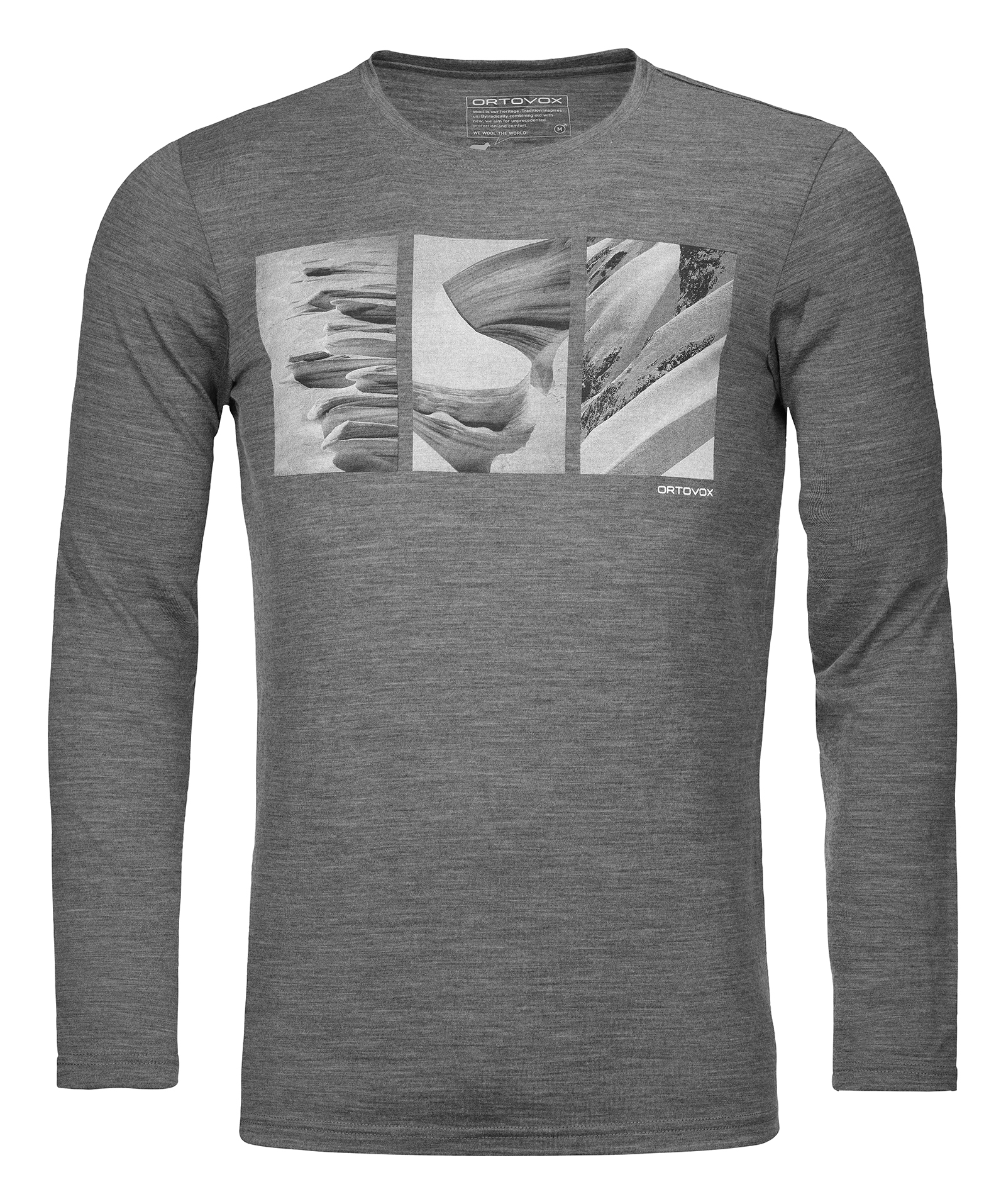 Ortovox pánské tričko 185 Merino Shape Pic Long Sleeve M Barva: mid grey blend, Velikost: XXL