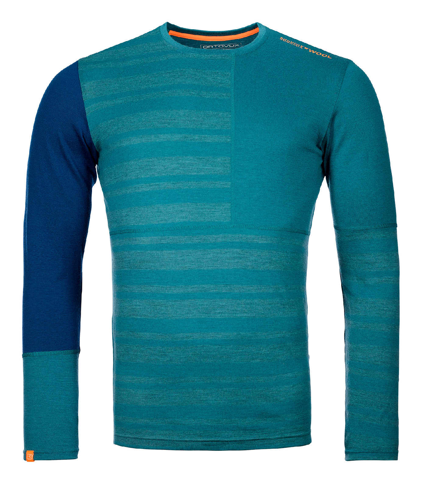 Ortovox pánské merino triko 185 Rock'N'Wool Long Sleeve M Barva: pacific green, Velikost: S