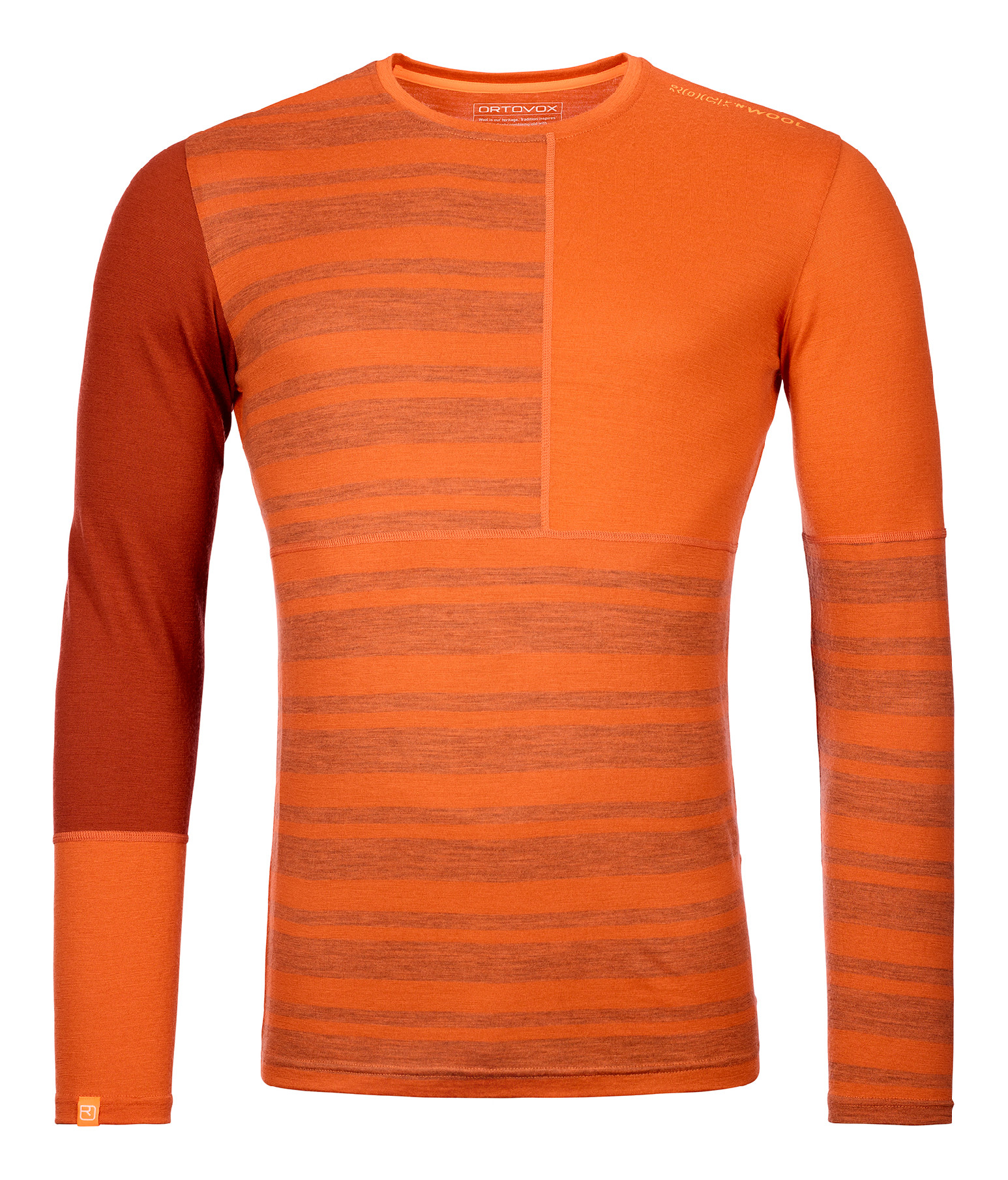 Ortovox pánské merino triko 185 Rock'N'Wool Long Sleeve M Barva: desert orange, Velikost: XL