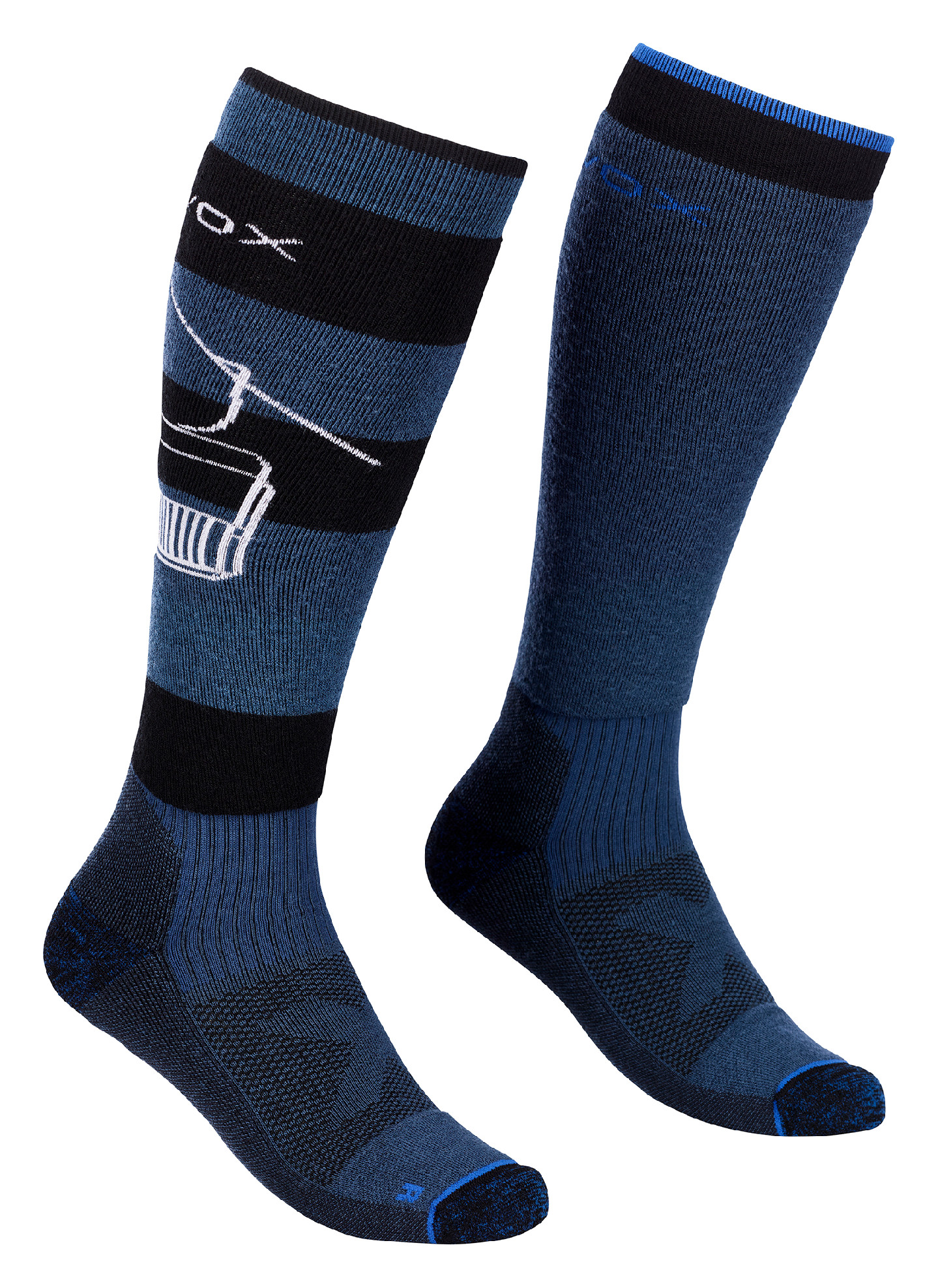 Ortovox pánské ponožky Free Ride Long Socks M Barva: petrol blue, Velikost: 39-41