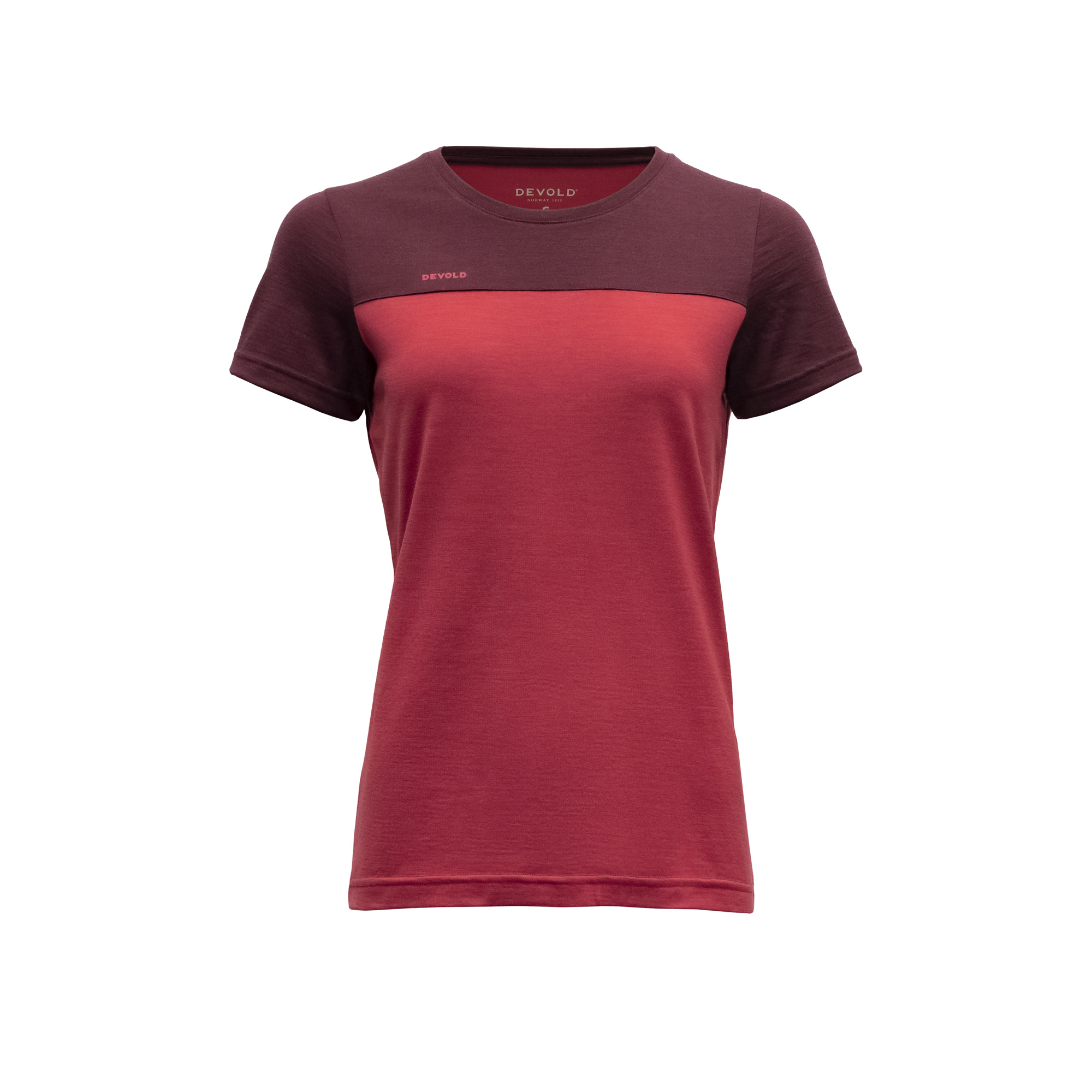 Devold dámské triko s krátkým rukávem Norang Woman Tee Barva: Port/Beauty, Velikost: XL