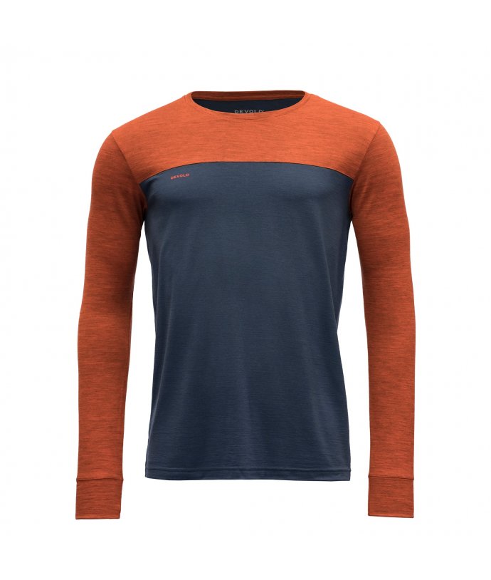 Devold pánské triko s dlouhým rukávem Norang Man Shirt Barva: BRICK MELANGE/NIGHT, Velikost: M