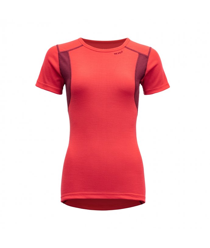 Devold dámské triko s krátkým rukávem Hiking Woman T Shirt Barva: POPPY/BEETROOT, Velikost: L