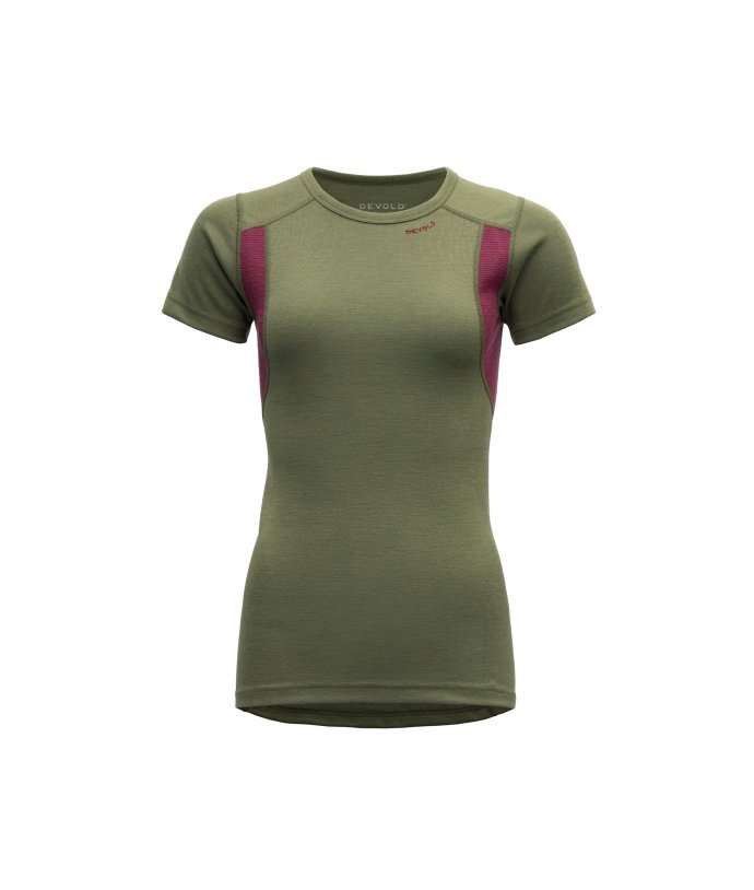 Devold dámské triko s krátkým rukávem Hiking Woman T Shirt Barva: LICHEN/BEETROOT, Velikost: M