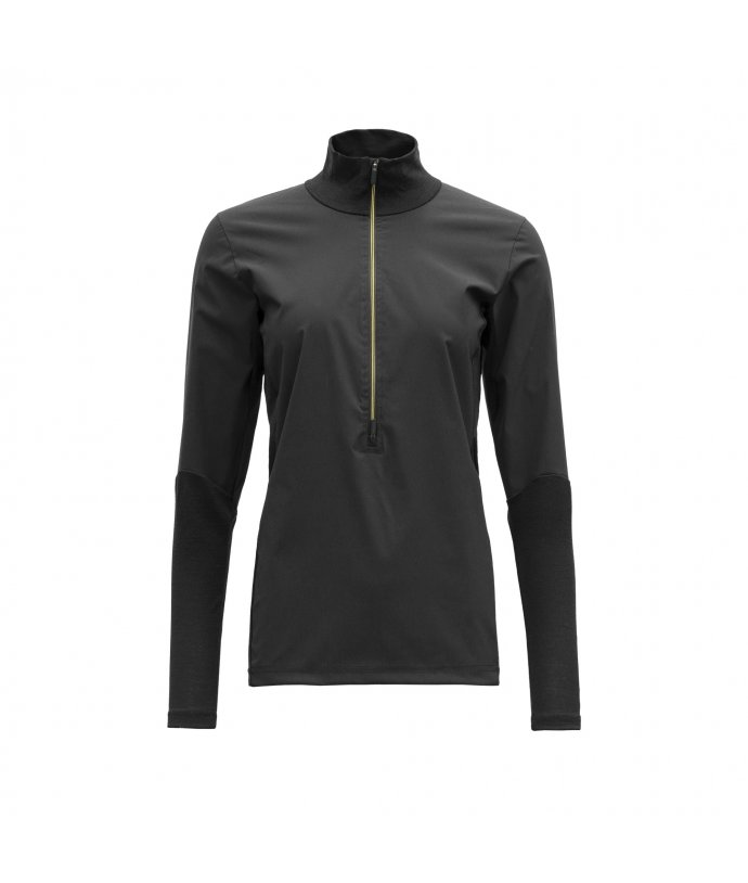 Devold dámské běžecké triko s dlouhým rukávem Running Cover Woman Zip Neck Barva: CAVIAR, Velikost: XL