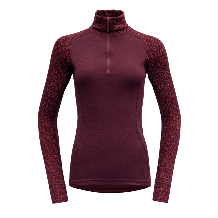 Devold dámský rolák s dlouhým rukávem a zipem Duo Active Merino 210 Zip Neck Barva: Port, Velikost: XS