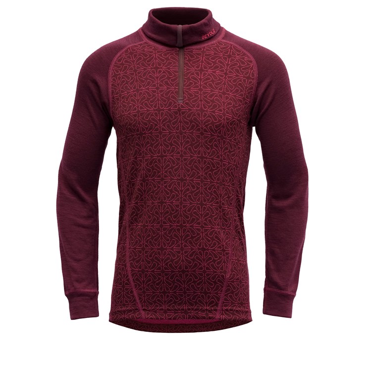 Devold dětské triko s dlouhým rukávem a zipem Duo Active Merino Zip Neck Junior Barva: Port, Velikost: 10