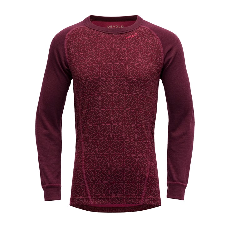 Devold dětské triko s dlouhým rukávem Duo Active Merino Shirt Junior Barva: Port, Velikost: 10