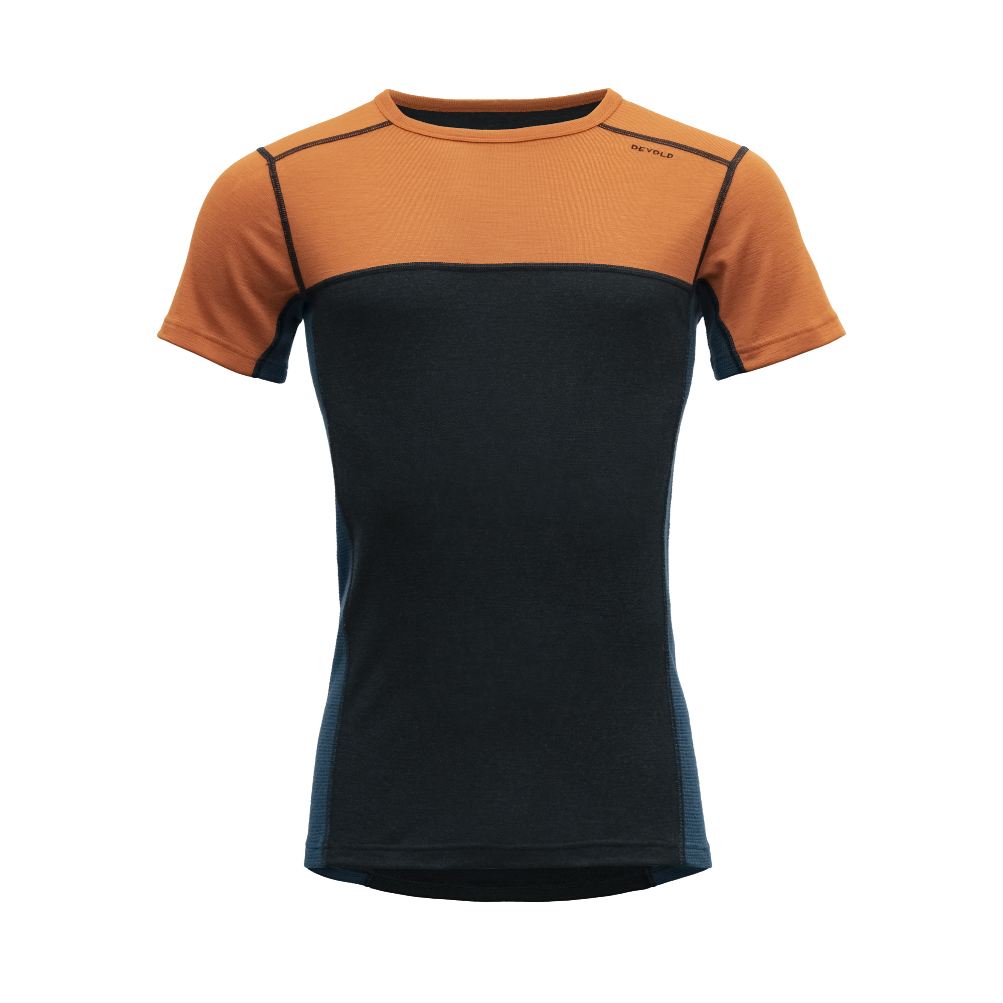 Devold pánské triko s krátkým rukávem Lauparen Merino 190 T-Shirt Barva: Flame/Ink/Flood, Velikost: L