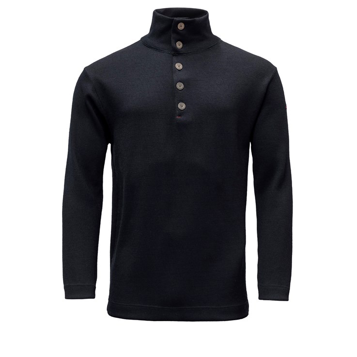 Devold vlněný svetr s knoflíky Blaatroie Wool Button Neck Barva: Deep Marine, Velikost: L