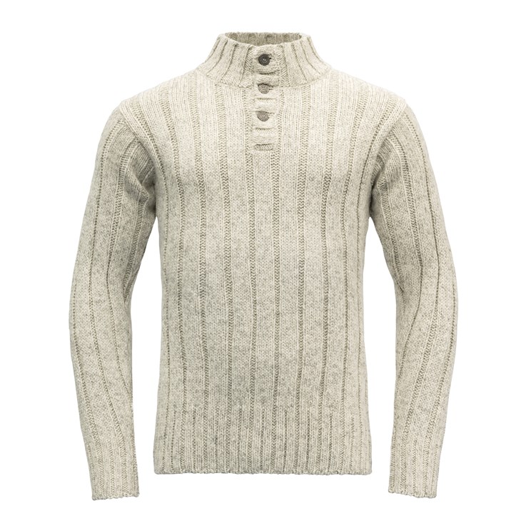 Devold vlněný svetr s knoflíky Nansen Wool Button Neck Barva: Grey melange, Velikost: XXL