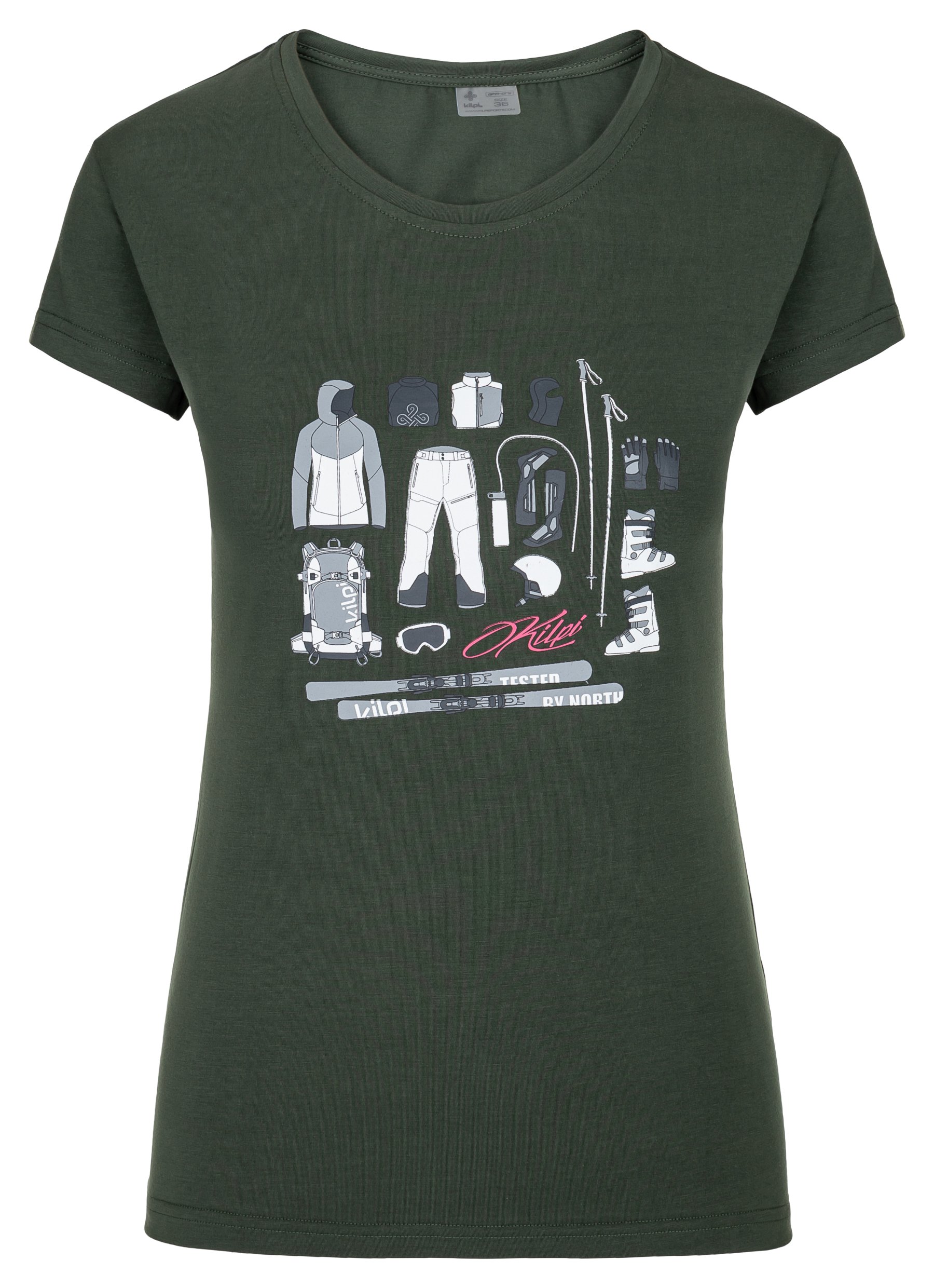 Kilpi dámské funkční tričko s krátkým rukávem Tornes-W Barva: tmavě zelená, Velikost: 38