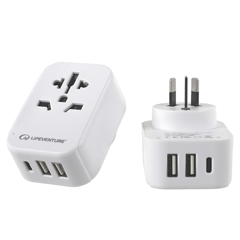 Lifeventure cestovní adaptér s USB World to AUS/China Travel Adaptor with USB (& USB C)