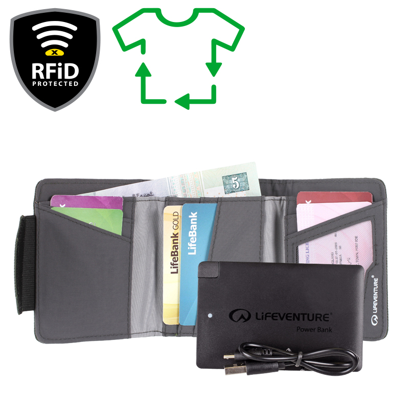 Lifeventure peněženka s power bankou RFiD Charger Wallet with power bank