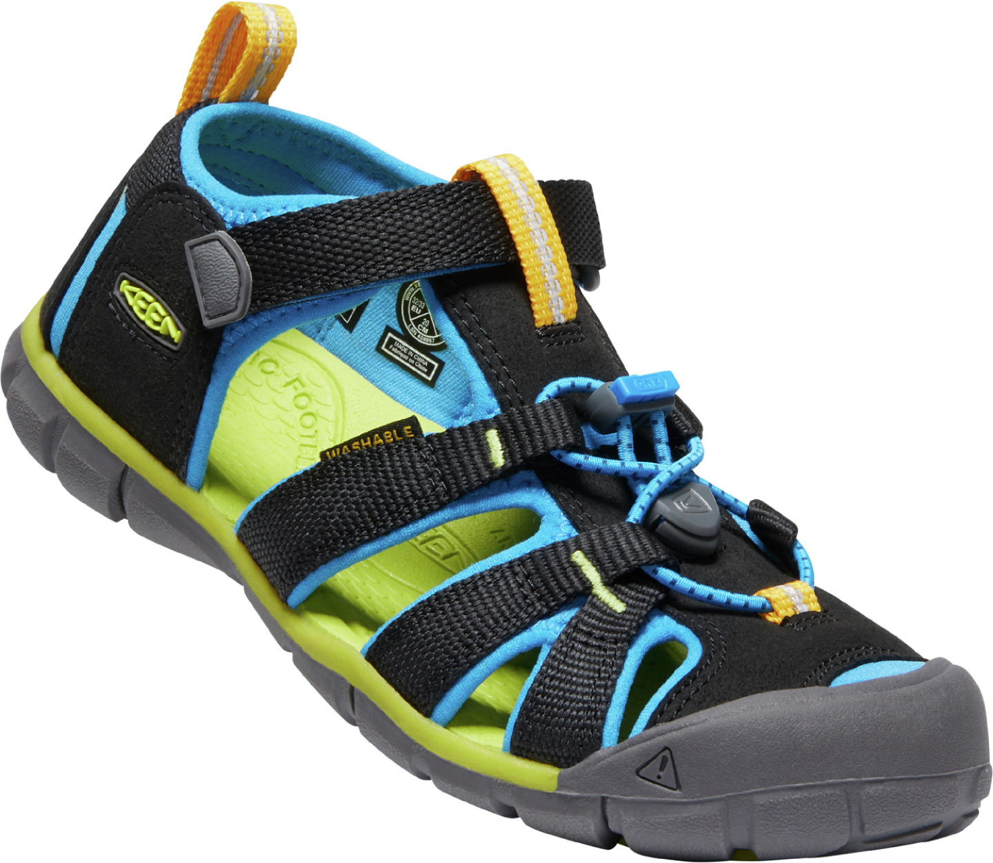 Keen dětské sandály Seacamp II CNX Youth Black/Brilliant Blue Barva: black/brilliant blue, Velikost: 6 UK (39 EU / 25,5 cm)