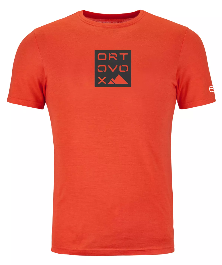 Ortovox 185 Merino Square T-shirt Men's Barva: hot orange, Velikost: L
