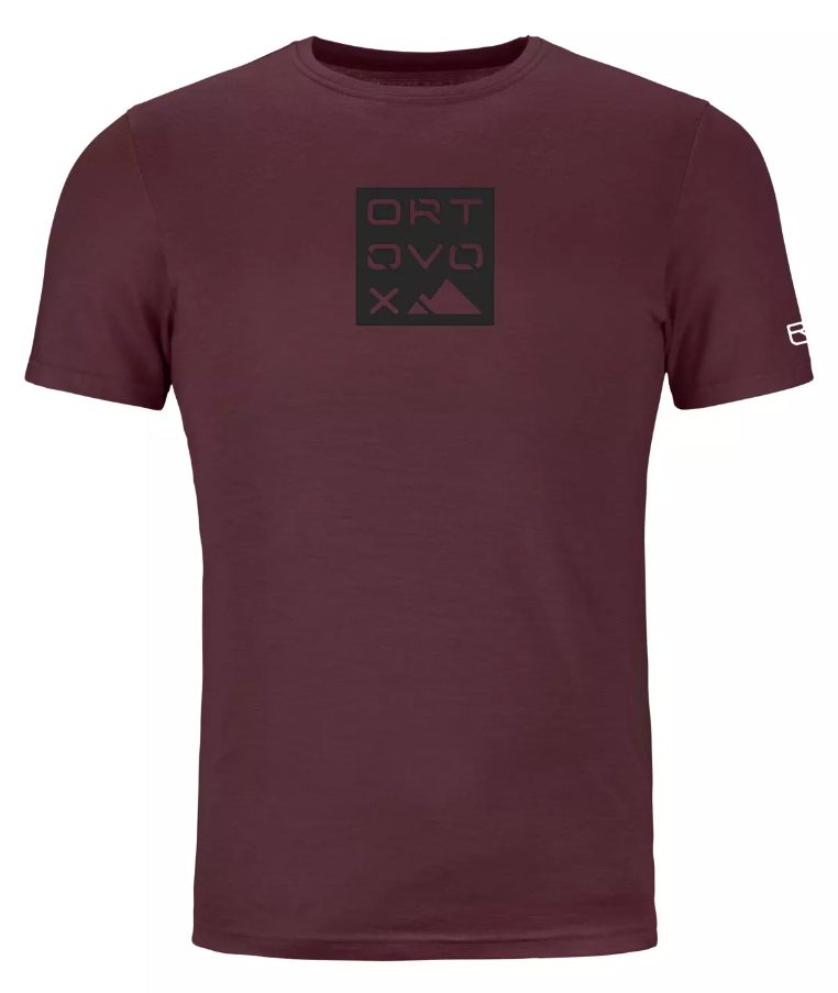 Ortovox 185 Merino Square T-shirt Men's Barva: winetasting, Velikost: L