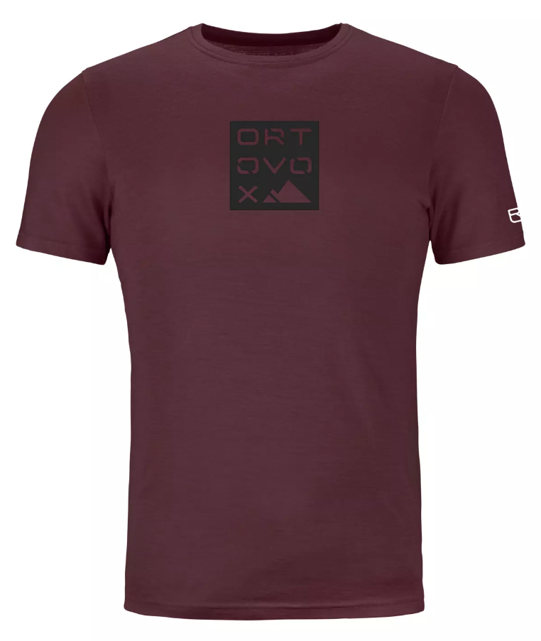 Ortovox 185 Merino Square T-shirt Men's Barva: winetasting, Velikost: S