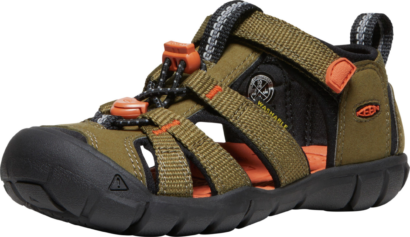 Keen Seacamp II CNX Children - dark olive/gold flame Barva: dark olive/gold flame, Velikost: 9 UK (27/28 EU / 17 cm)