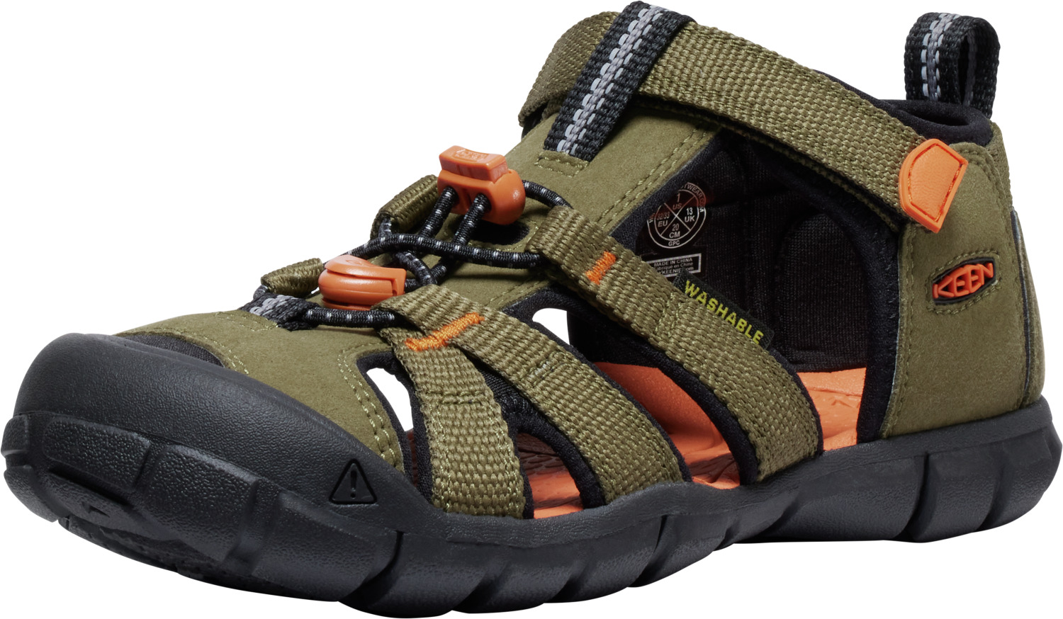 Keen Seacamp II CNX Youth - dark olive/gold flame Barva: dark olive/gold flame, Velikost: 3 UK (36 EU / 22,5 cm)